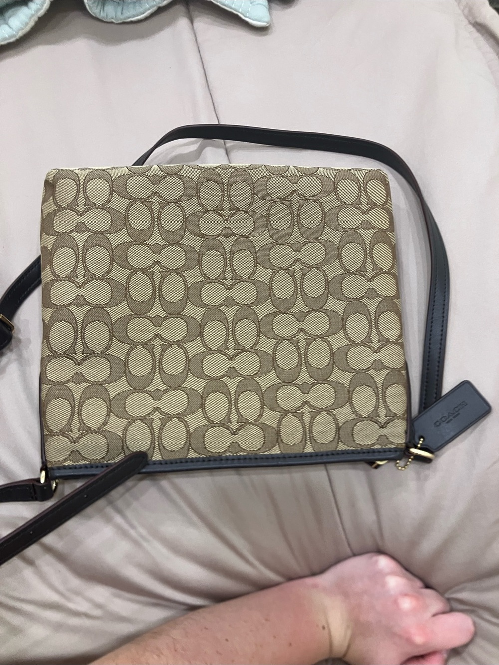 Coach Classic Signature Canvas Crossbody in Brown with Black Trim - Picture 6 of 6